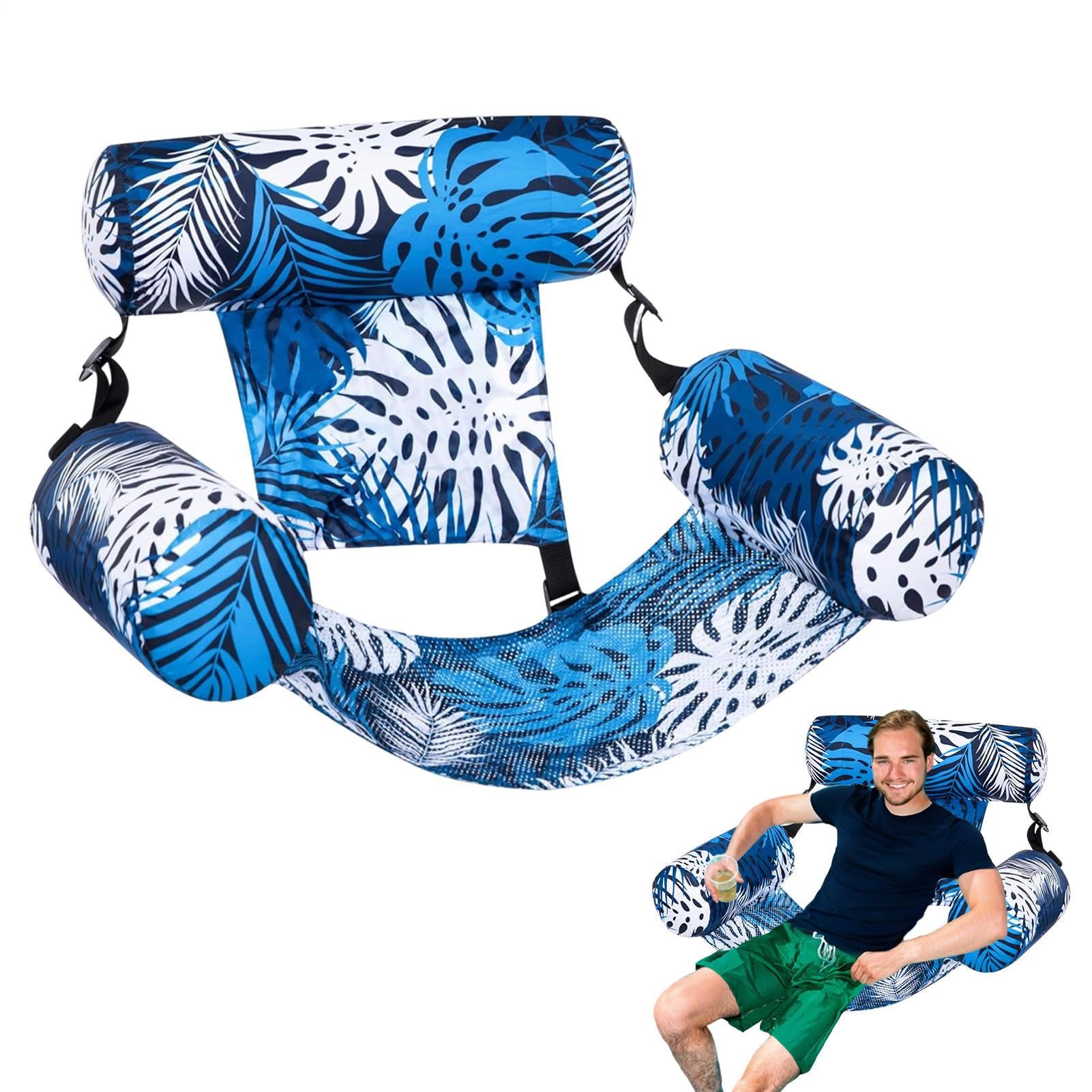 Swimming Pool Deck Chair,Floaters for Adults - Hammock, Floating Mattress and Water Raft with Plant Motif for River, Lake, Picnic, Holiday, Camping, Family and Outdoor Activities