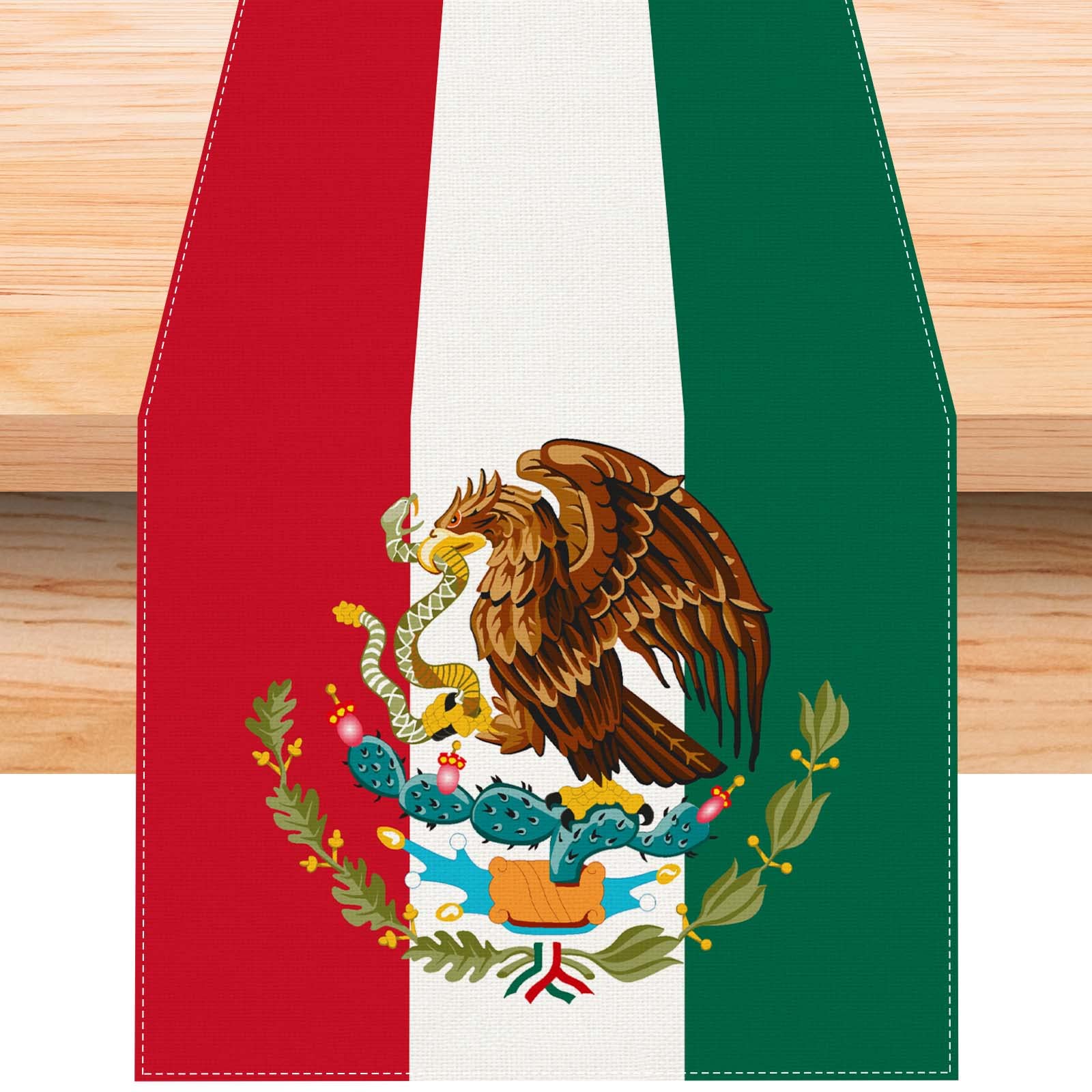 Jiudungs Linen Mexican Fiesta Table Runner 72 Inches Long Mexico Flag Tablecloth Dia De Los Muertos Day of The Dead Decor Viva Mexico Cinco De Mayo Party Decorations