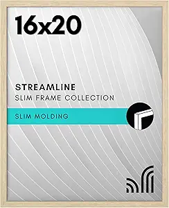 Americanflat 16x20 Picture Frame with Polished Plexiglass - Streamline Collection - Thin Border Picture Frame for Wall Display - Hanging Hardware Included - Natural Oak