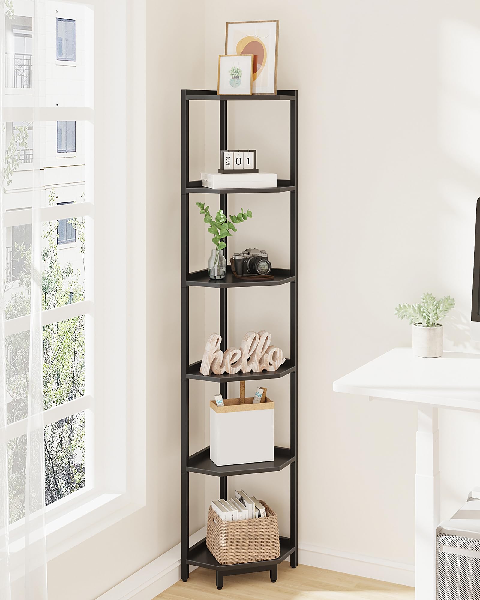 COSTWAY Scaffale da Cucina a 6 Ripiani con Portabottiglie, Scaffale Porta Microonde con