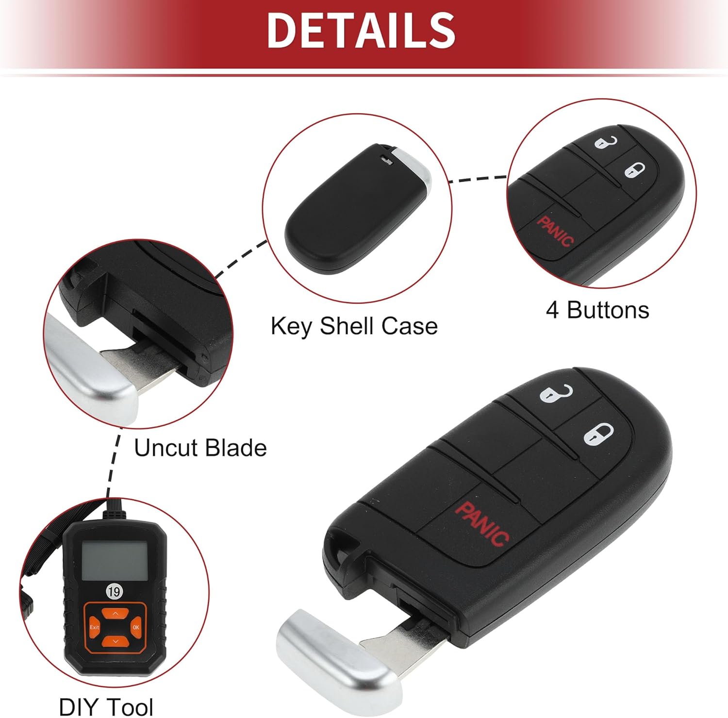 ACROPIX M3N40821302 Keyless Entry Remote Key Fob for Dodge Journey Crossroad, R/T, SE, SXT, GT 2011-2017 433 Mhz Replacement Car Key Kit DIY Tool 3 Button