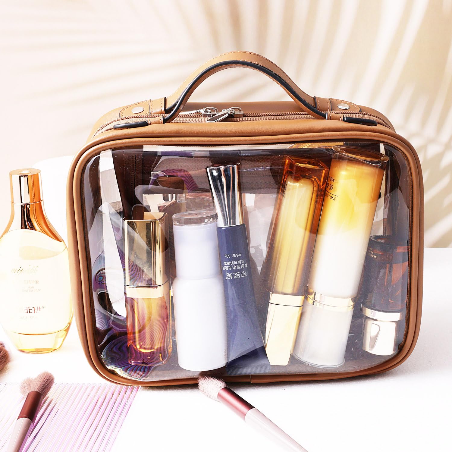 SANHECUN Neceser de Viaje Grande Transparente para cosméticos