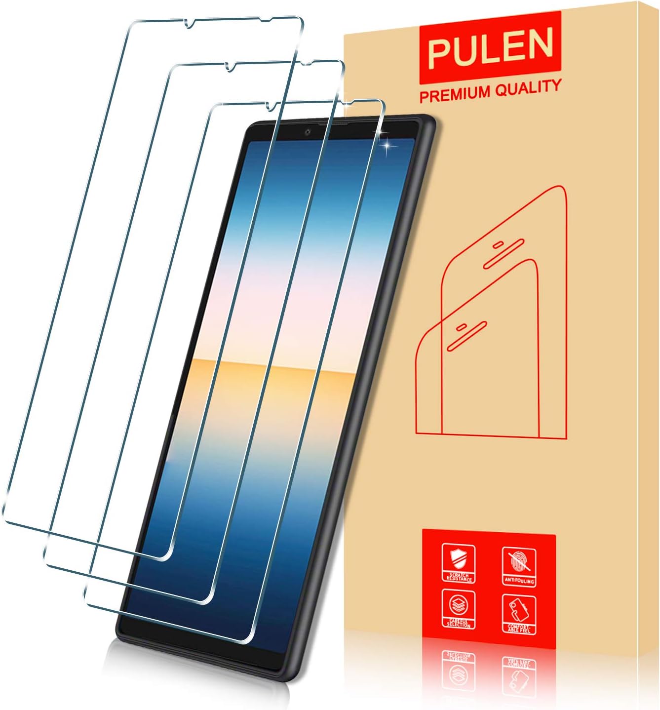 [3-Pack] PULEN for Sony Xperia 10 III Screen Protector,HD Clear Scratch Resistant Bubble Free Anti-Fingerprints 9H Hardness Tempered Glass for Sony Xperia 10 III