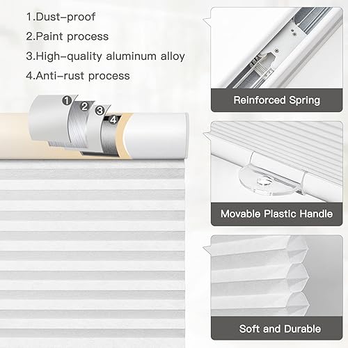 Miniatura 5 de Moonice Persianas celulares inalámbricas con filtro de luz para puerta de ventanas, persianas personalizadas de panal de abeja para el hogar,