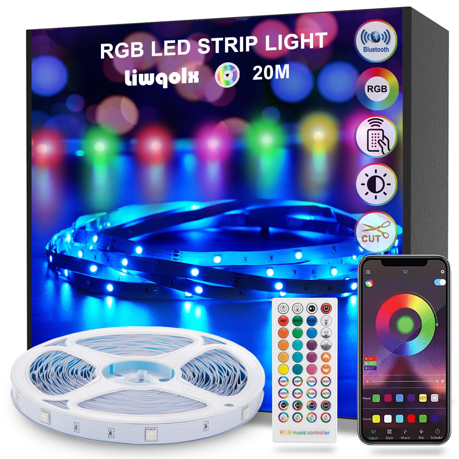Luces Led Tira LED RGB 20 Metros - Impermeable IP65, Control Por App Y Mando | Sincronización Con Música Para Fiestas Tiras De Led Para Exterior