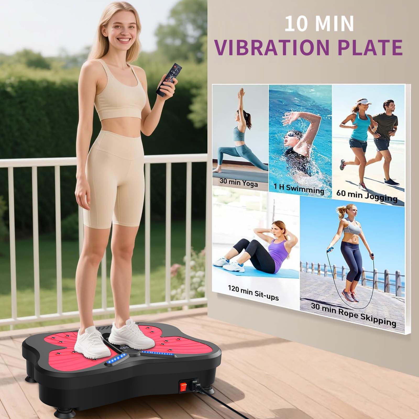 Płyta wibracyjna, do domu, płyta wibracyjna do drenażu limfatycznego, platforma do fitnessu wibracyjna o wadze 180 kg i 200 regulowanych prędkości, dla kobiet i mężczyzn