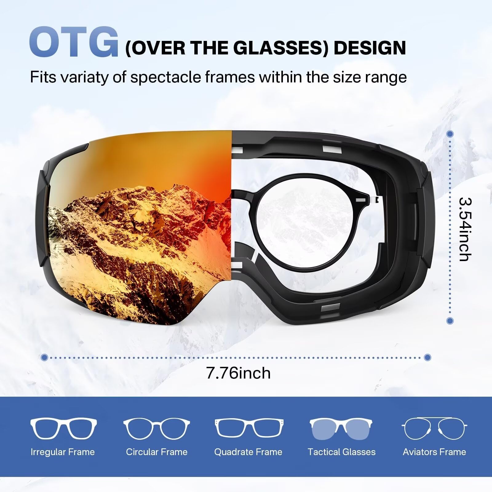 Maschera da Sci per Uomo, Donna, e Giovani, Occhiali da Sci Antiriflesso con Doppia lente per Snowboard, Protezione UV al 100%, Compatibili con Casco OTG, Sci, Pattinaggio, Snowboard, Moto, Ciclismo