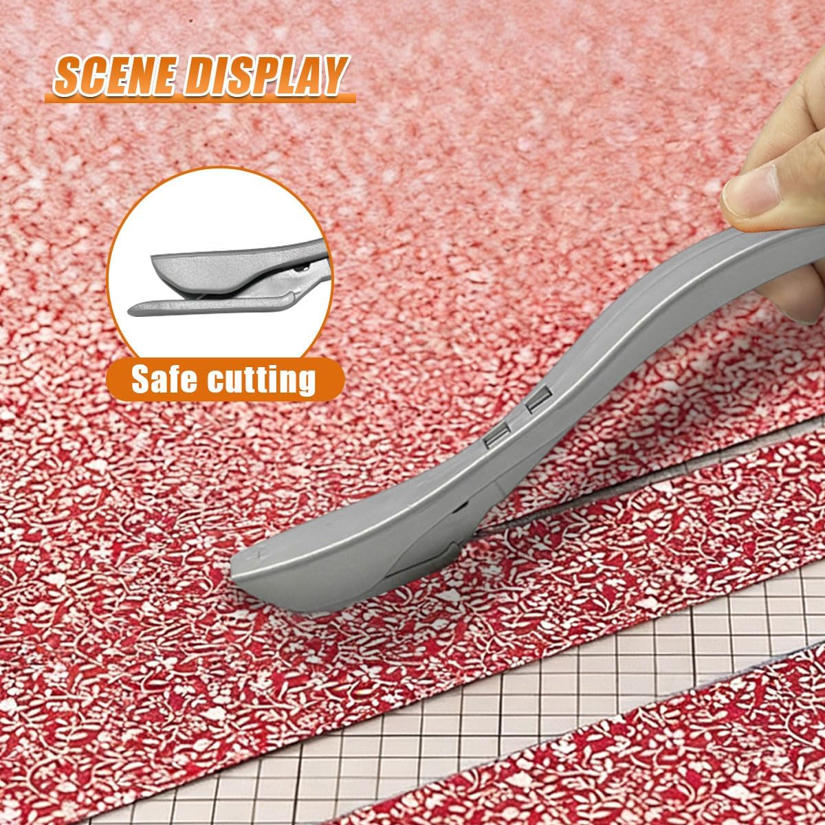 3PCS Car Wrapping Paper Cutter with 10 Replaceable Blades, Safety Handheld Sliding Vinyl Wrap Cutting Tool, Concealed Craft Paper Cutter Knife Kit for Car Vinyl Wrapping Roll (Gray)