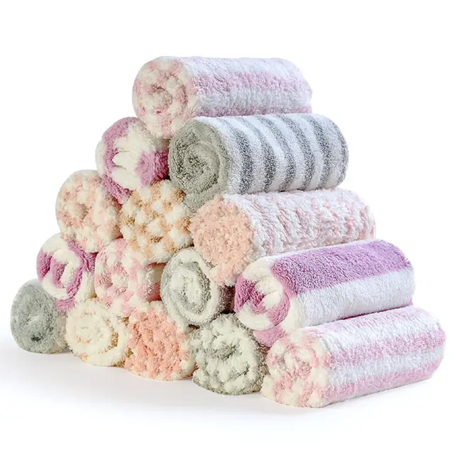 Microfiber Women's & Kid's Handkerchief - 400 GSM/Solid Extra Soft and Super Absorbent Hankies for Women, Kids, and Newborn Babies - Set of 12 (25x25 cm)-image-30