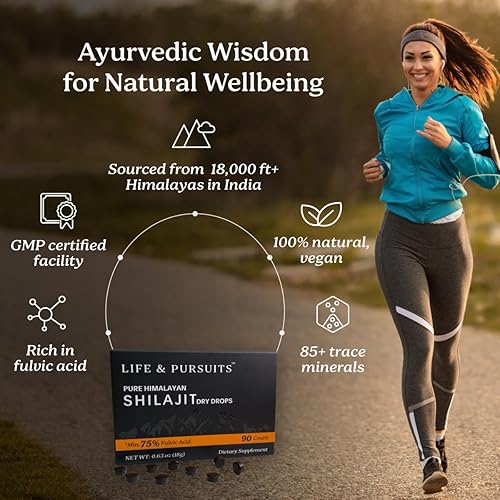 Miniatura 4 de Life & Pursuits Pure Real India Himalayan Shilajit Dry Drops 90 tabletas, 200 mg, más de 85 minerales traza, mínimo 75% de ácido fúlvico, suplemento