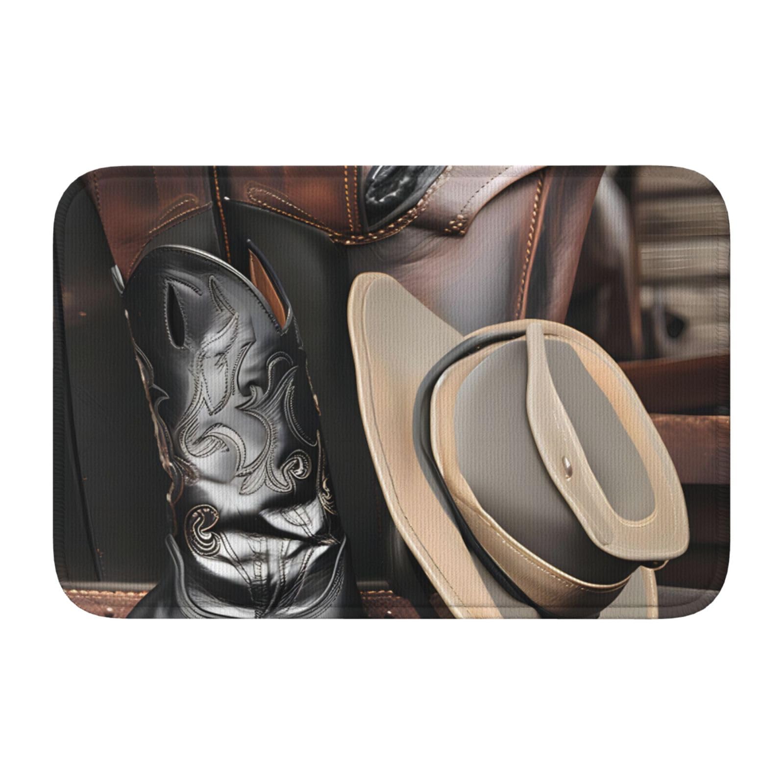 Tapis de sol cowboy noir en velours de cristal pour chambre et salon