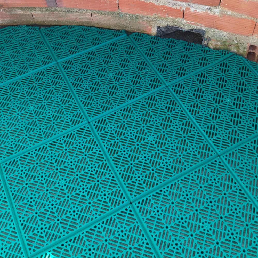 Pack 12 losetas plastico antihumedades para Suelos autoventiladas 30X30x1.5cm (Verde)