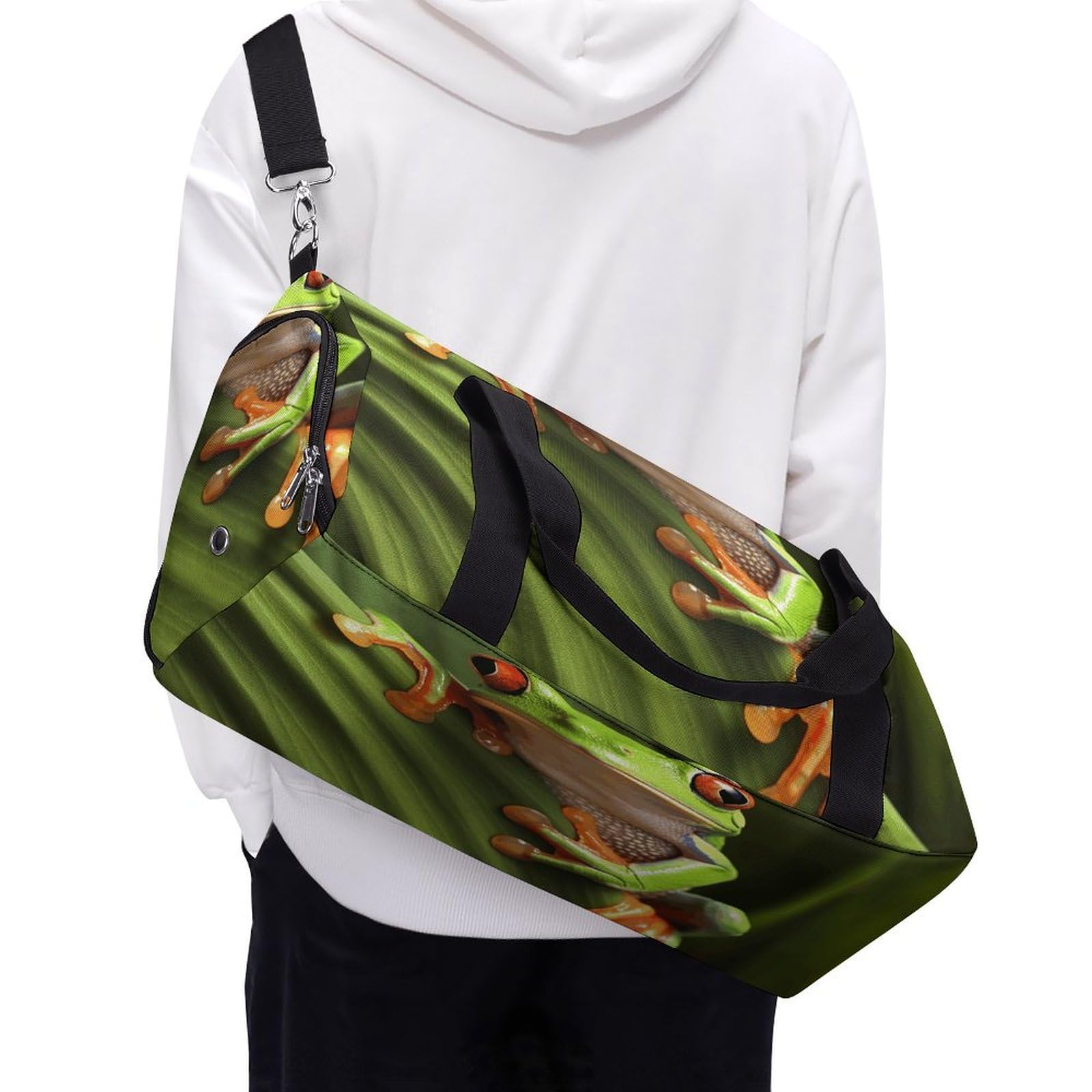 Turnbeutel für Damen und Herren, Motiv: Baumfrosch, wiederverwendbar, Turnbeutel mit Schuhfach, Stil, Einheitsgröße, modern, Stil:, Einheitsgröße, Modern