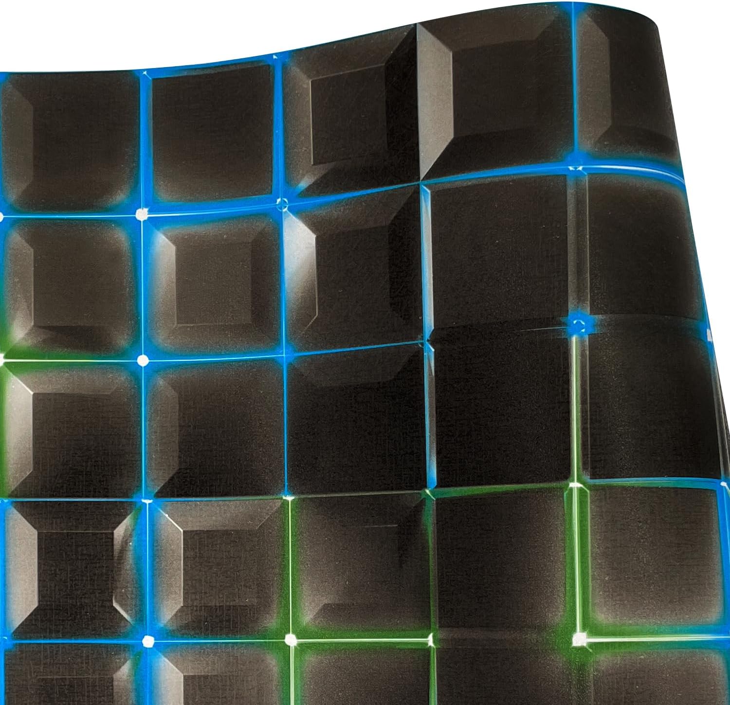Black Plaid Furniture Liner 29.5 feet Big Roll Self-Adhesive Shelving Paper Shelf Drawer Cabinets Decor Removable Wallpaper for Music Room (Green-Blue Line, L-354.3x17.7 Inch)
