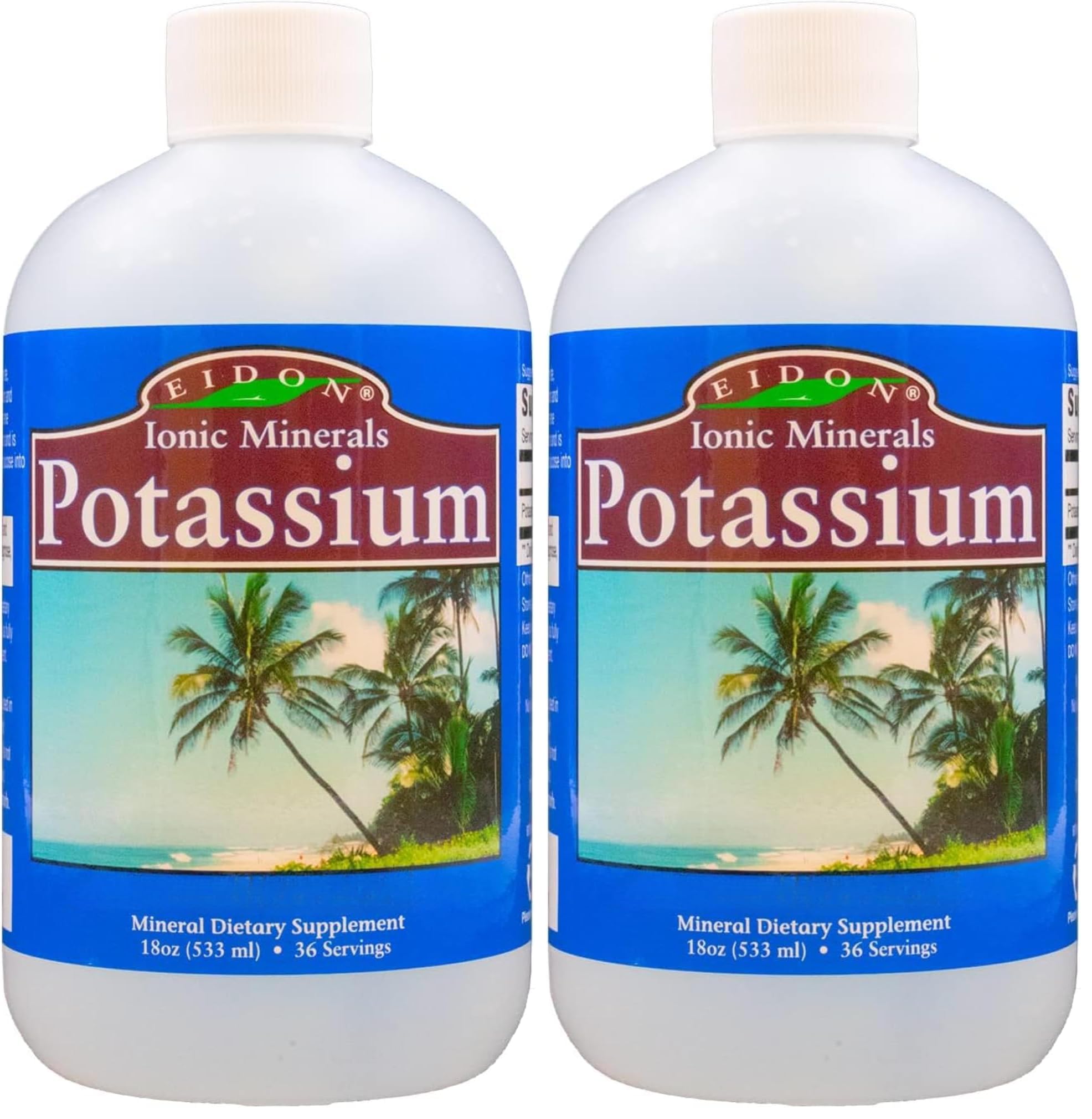 Eidon Liquid Potassium Supplement - Potassium Chloride Drops for Women & Men, Essential Electrolyte for Cell Function, Bioavailable Ionic Minerals, All Natural, No-Preservatives - 18 oz (Pack of 2) 18 Fl Oz (Pack of 2)