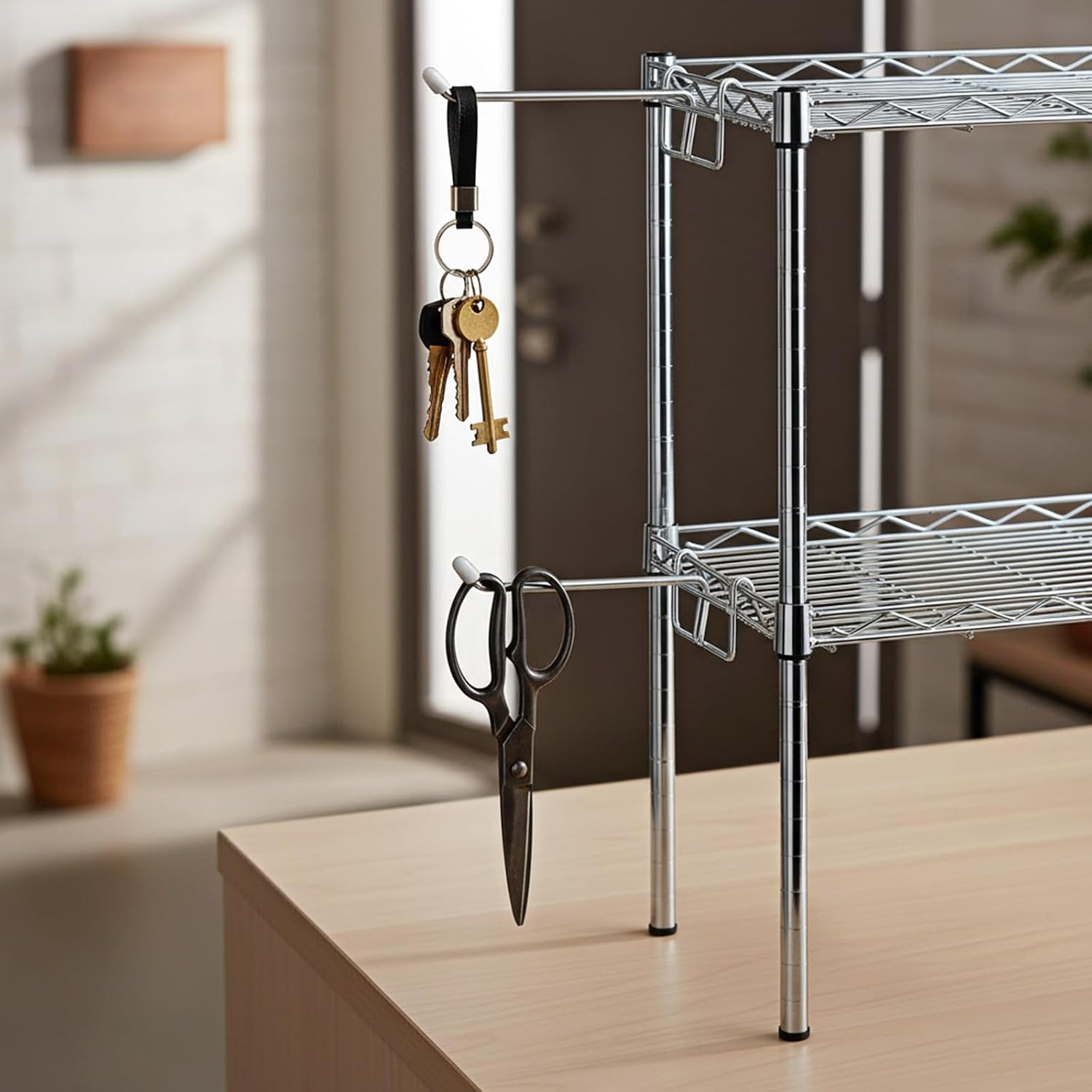 18 Pack Hooks for Wire Shelving, 6 Inch Heavy Duty Metal Hooks | with Rubber Covers Wire Rack Hook Shelving Accessories for Hanging Kitchen Utensils & Grid Wall Organization (Silver)