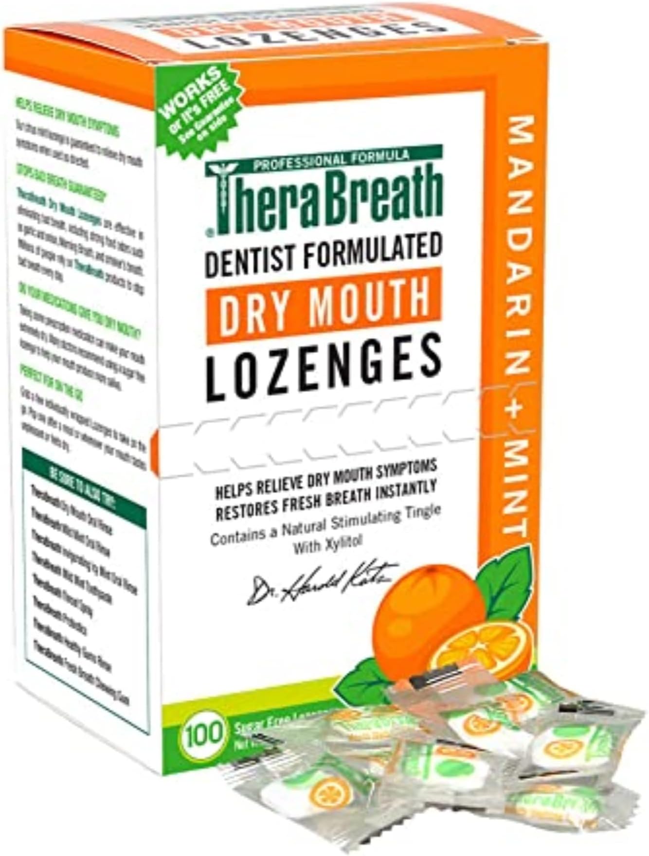 TherabreathDentist Recommended Dry Mouth Lozenges, Sugar Free (100-Count)