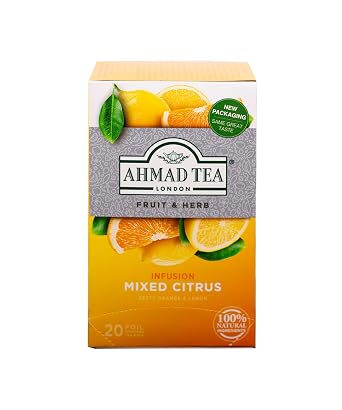 Ahmad Tea Herbal Tea, Mixed Citrus Teabags, 20 ct (Pack of 1) - Decaffeinated & Sugar-Free