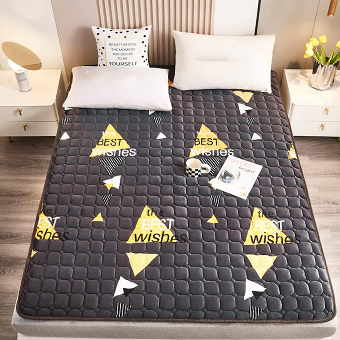Bed Pad Futon Mattress 90 x 190 cm Flannel Toweling Flannel All Season Washable Warm (Orange 120 x 200 cm)