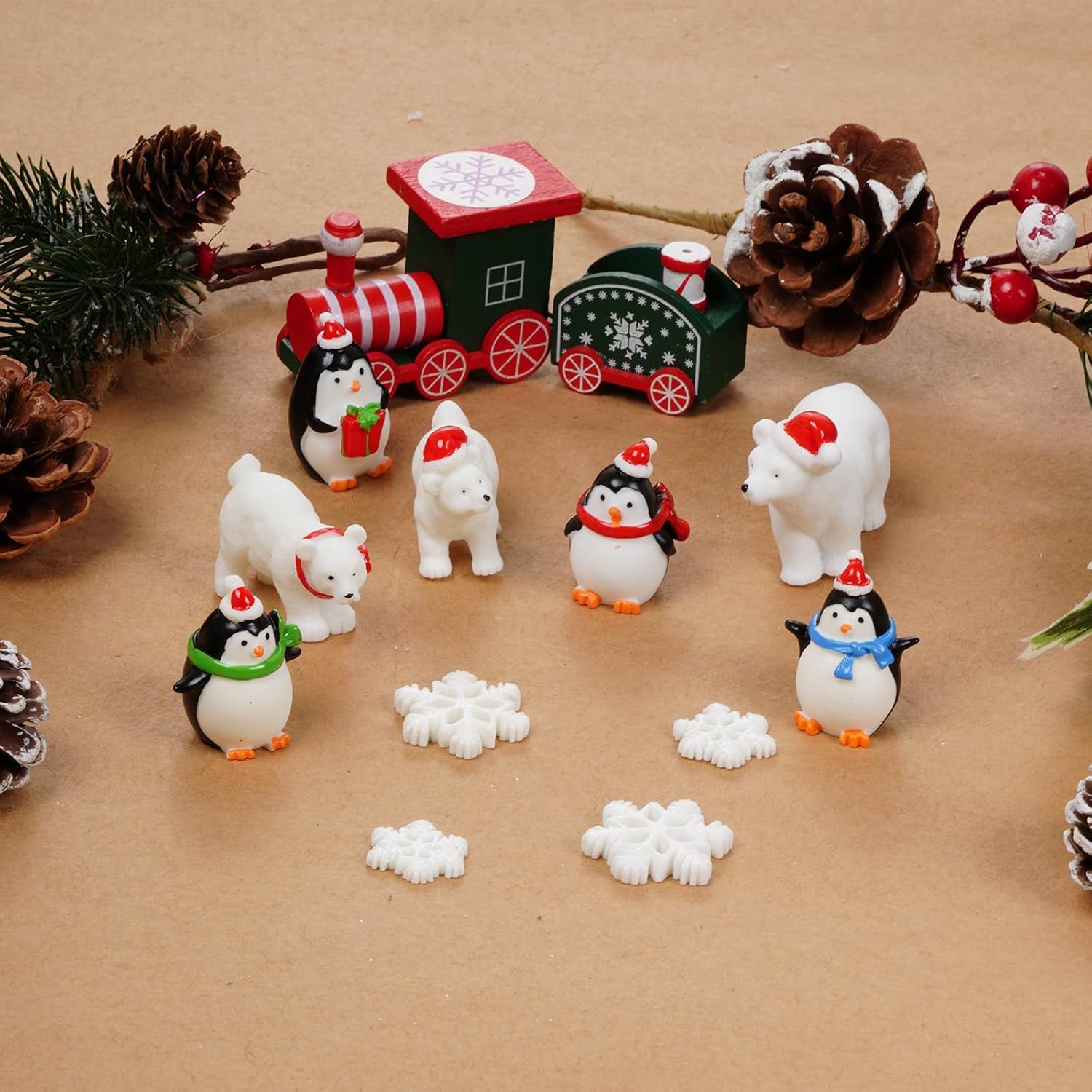 HOVEOX 18 Pieces Christmas Miniature Figurines Winter Resin Miniature Figurine Mini Crafts Resin Figurines Ornaments for DIY Christmas Garden Home Decor (Style 1) - Image 4