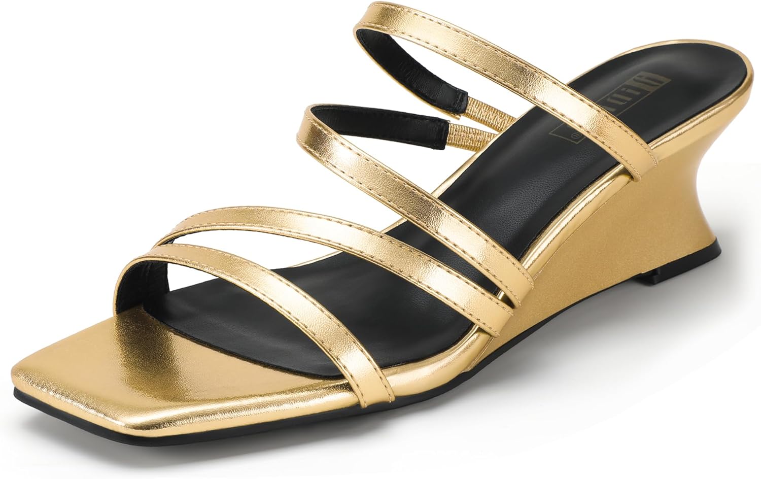 IDIFU IN2 Strappy Wedge Sandals for Women Dressy Low Mule Wedges Heels Sandals Open Square Toe Heels Wedge Shoes Dress Shoes for Women Comfortable Bridal Wedding Prom Wedges