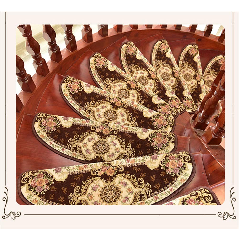 Almohadillas para escaleras Alfombra para escalones 5 Piezas Escalera en Espiral Alfombra para escalones Alfombra para escaleras, patrón Europeo Almohadilla para escalones Antideslizante Alf