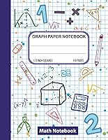 Vista 1 de Math Notebook 12 Inch Squares Graph paper composition notebook, 2 squares per inch, Lined Graph Paper Extra large 8.5X 11 Inch 110 pages.