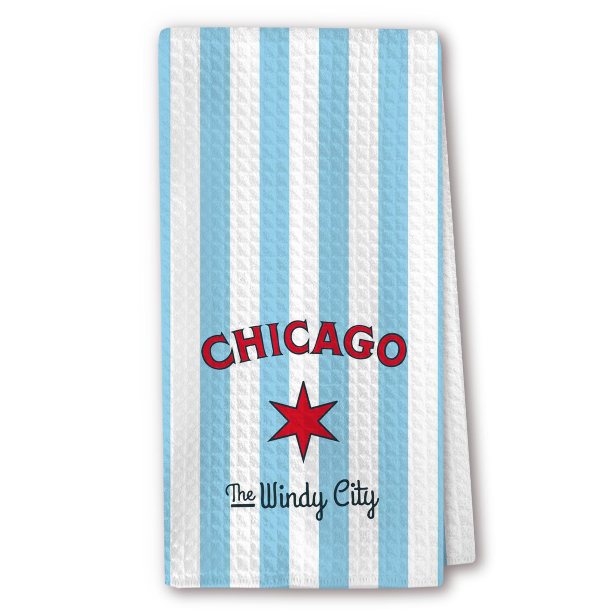 Funny Blue Striped Cute Kitchen Towels – Chicago “The Windy City” Polyester Hand Towel for Home Bars & Tea Rooms, Smart Kitchen Gifts and Housewarming Gift, Also Great as Bar Towels.16 x 24(205)