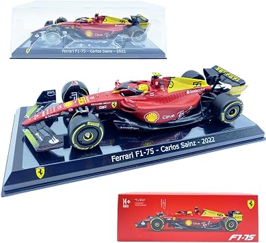 HTLNUZD Bburag 1/24 2022 New F1-75#55 for Ferrari 75th Anniversary Sainz Static Formula One Alloy Racing Car Die Cast Vehicles Model Collectible Gift