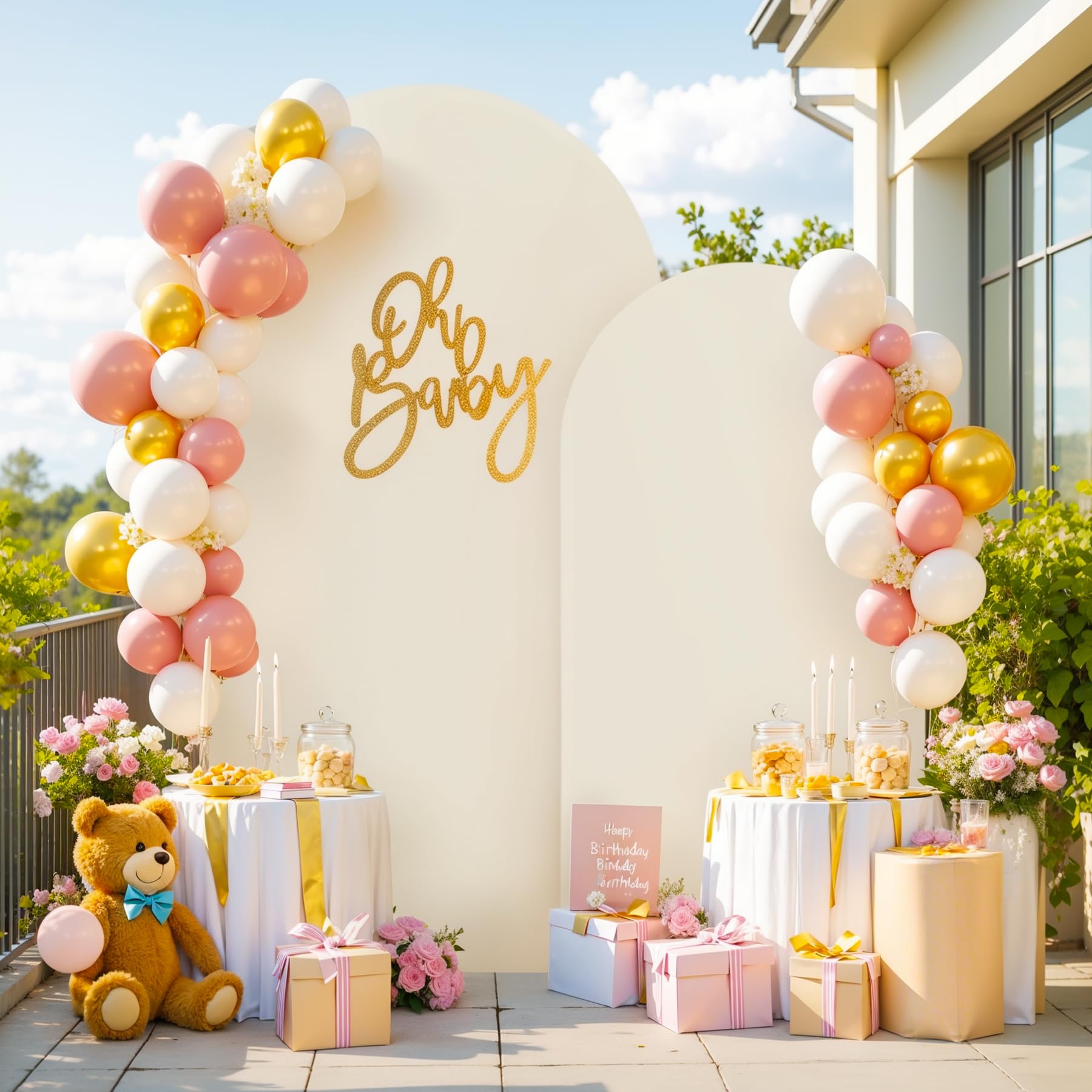 Beige Arch Backdrop Cover Set of 2 Wedding Arch Covers Stretchy Backdrop Decorations Baby Shower Bridal Shower Photo Birthday Party Beige Arch Cover