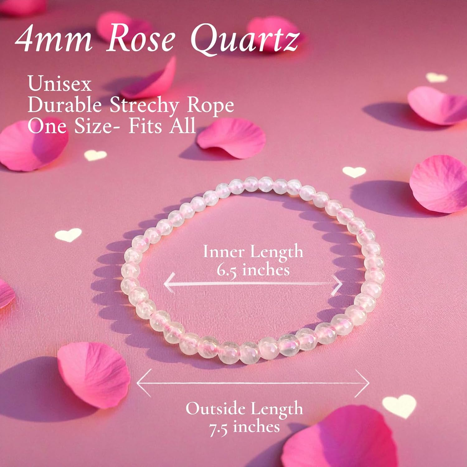 4mm Rose Quartz Beaded Bracelet – Love • Healing • Harmony - Image 4