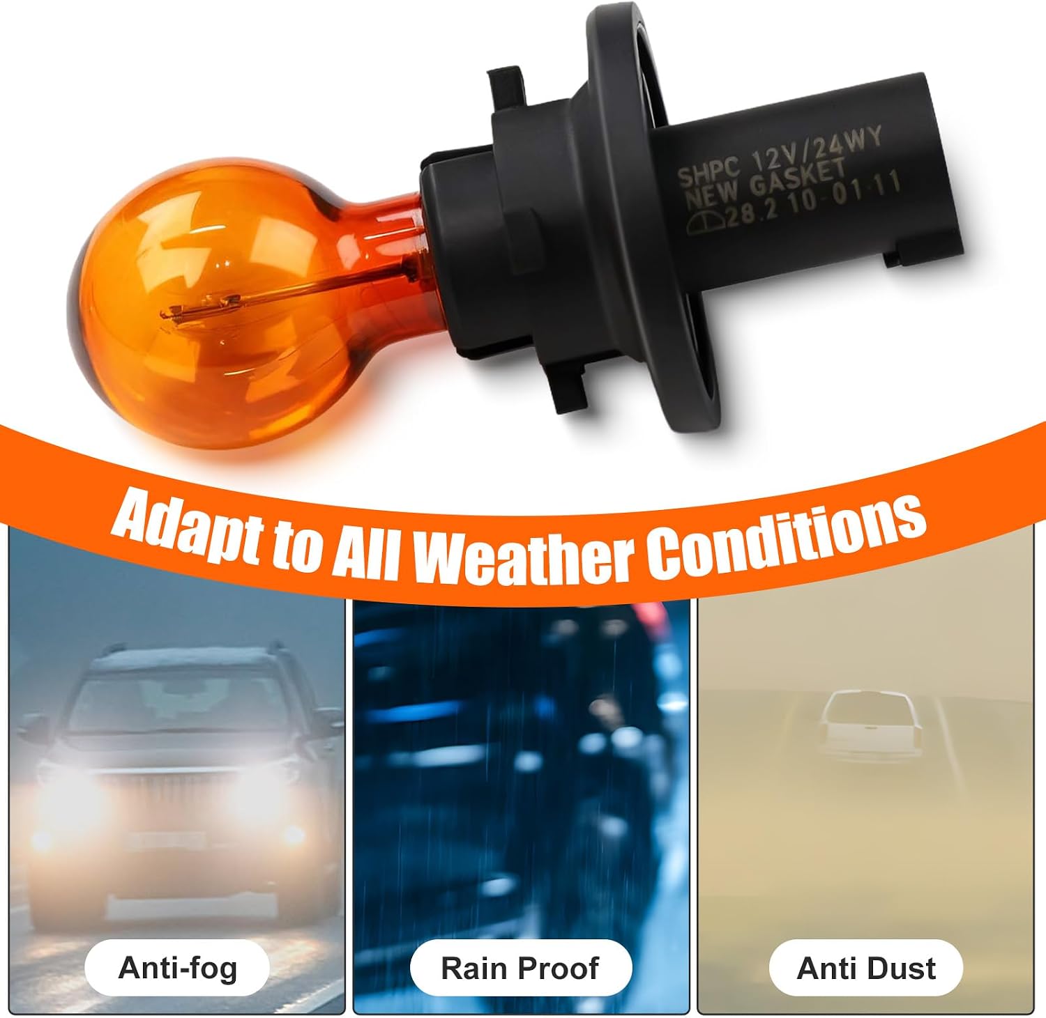 PH24WY / 15782705 Amber Multi-Purpose Turn Signal Light Bulb – 12V 24W – Fits GMC Acadia (2007–2012), Cadillac CTS (2008–2015), Buick Enclave (2008–2012), Saturn Outlook (2007–2010)