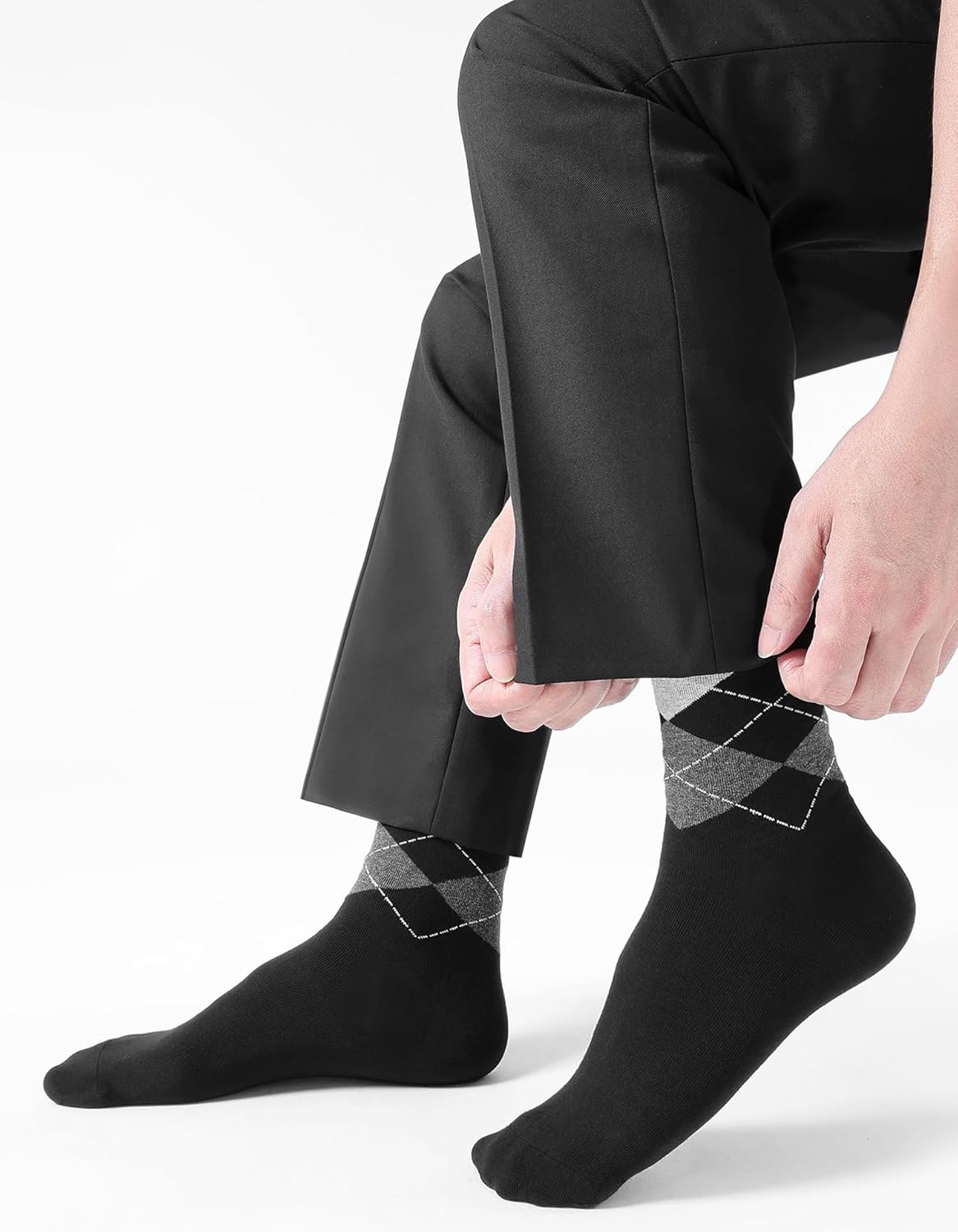CLOSEMATE Mens Dress Crew Socks Combed Cotton Soft Breathable Durable Classic Solid & Patterned 6 Pairs - Image 2