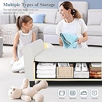 Vista 79 de Babion Banco otomano de almacenamiento con brazos, banco de extremo de cama para dormitorio, banco de almacenamiento con botones para entrada, sala