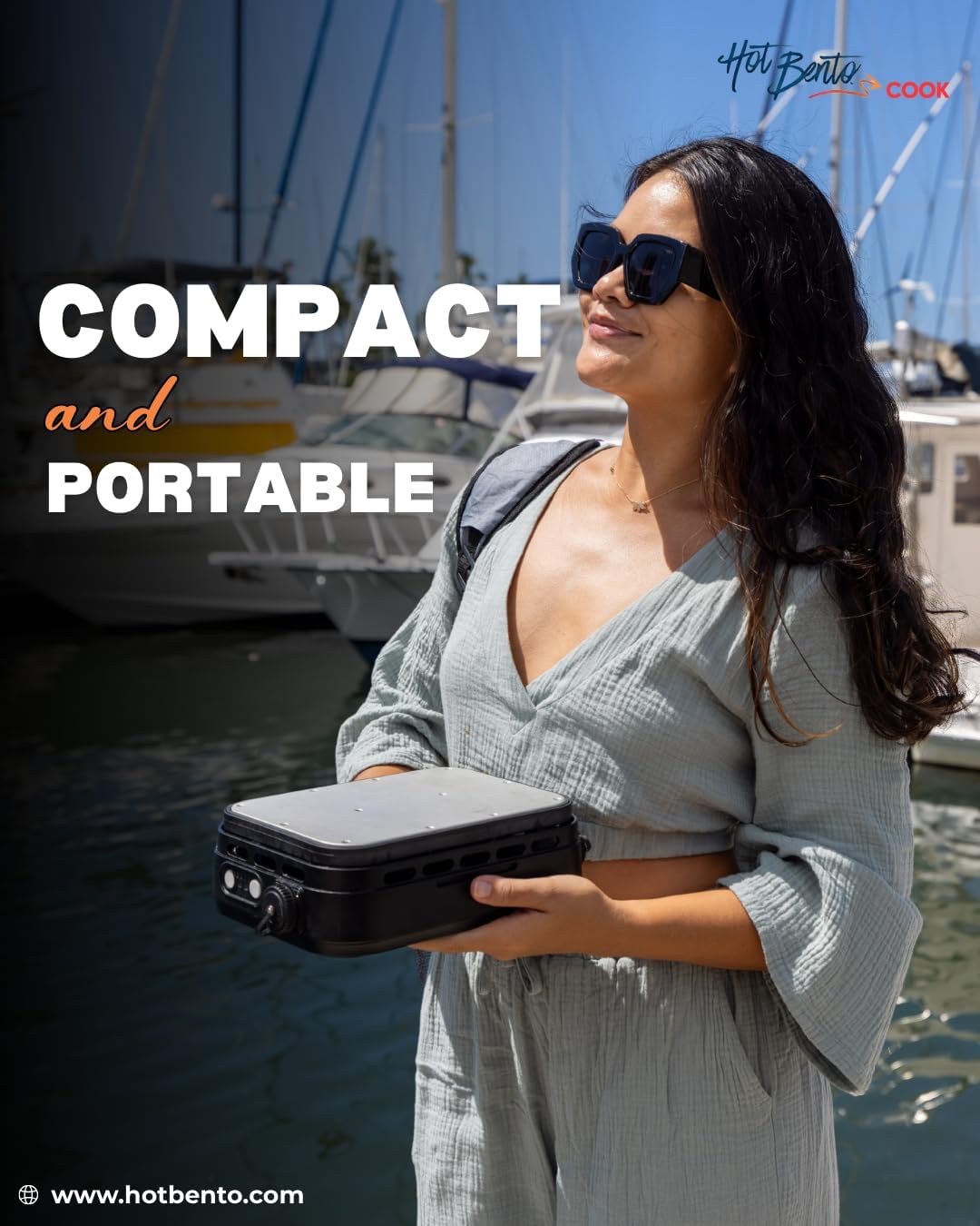 Hot Bento Cook – Portable Battery-Powered Flameless Cooker Reaching 500°+, Adjustable Heat Levels, Cordless Cooking for Camping, Travel & Outdoor Use