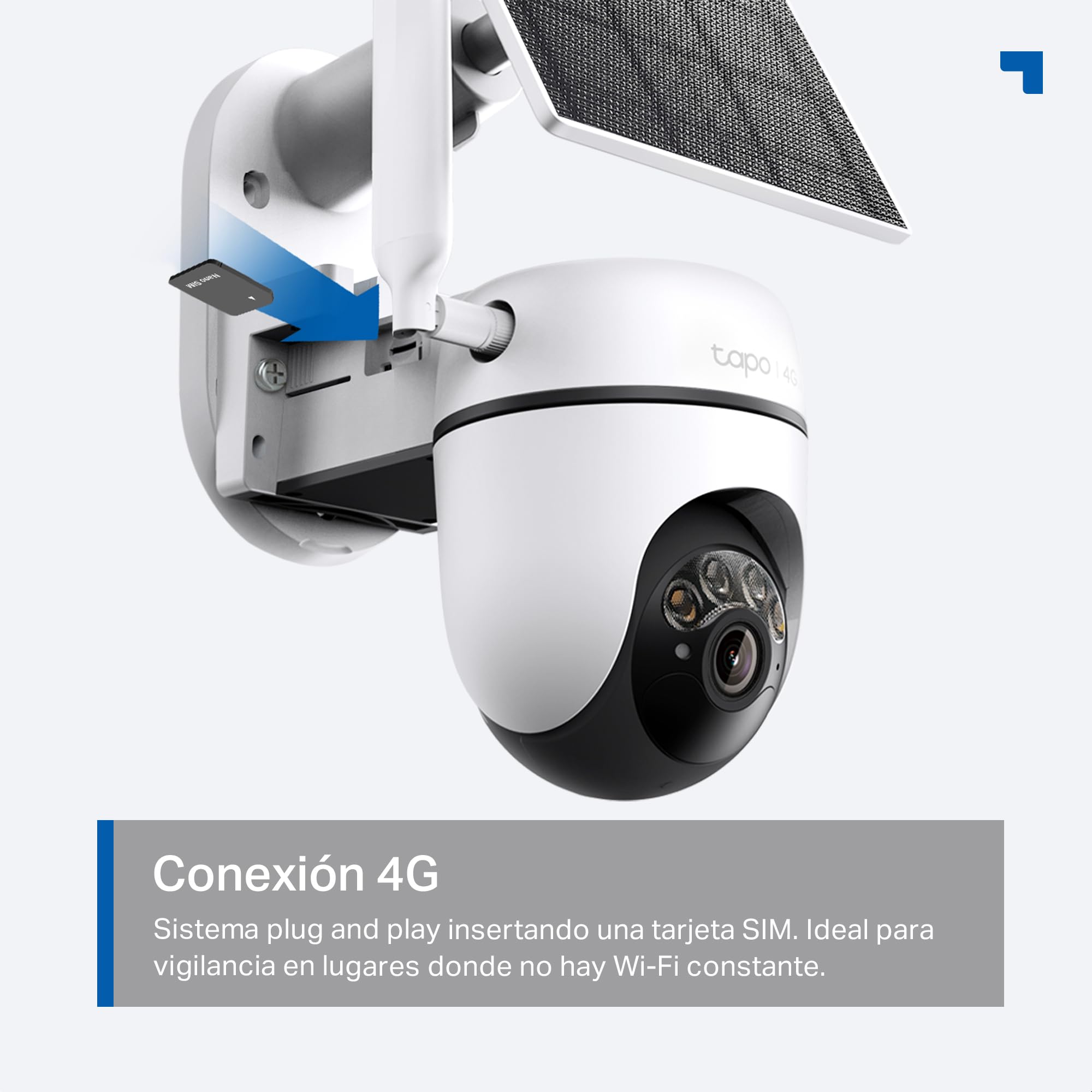 Tapo C615G Kit - Cámara vigilancia WiFi Exterior 360°, 4G y WiFi, 2K, Solar | Detección de Movimiento, Personas, Mascotas y Vehículos. Con Panel Solar. Alarma Luz y Sonido. App Tapo.