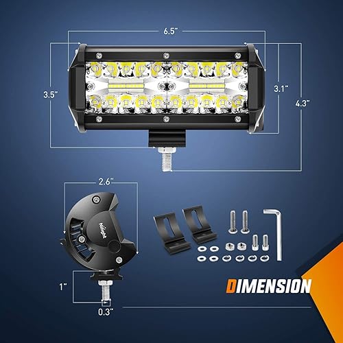 Miniatura 2 de Nilight Barra combinada de 6.5 pulgadas, 2 unidades, 120 W, luz de trabajo LED impermeable, triple fila con interruptor basculante de 5 pines, kit