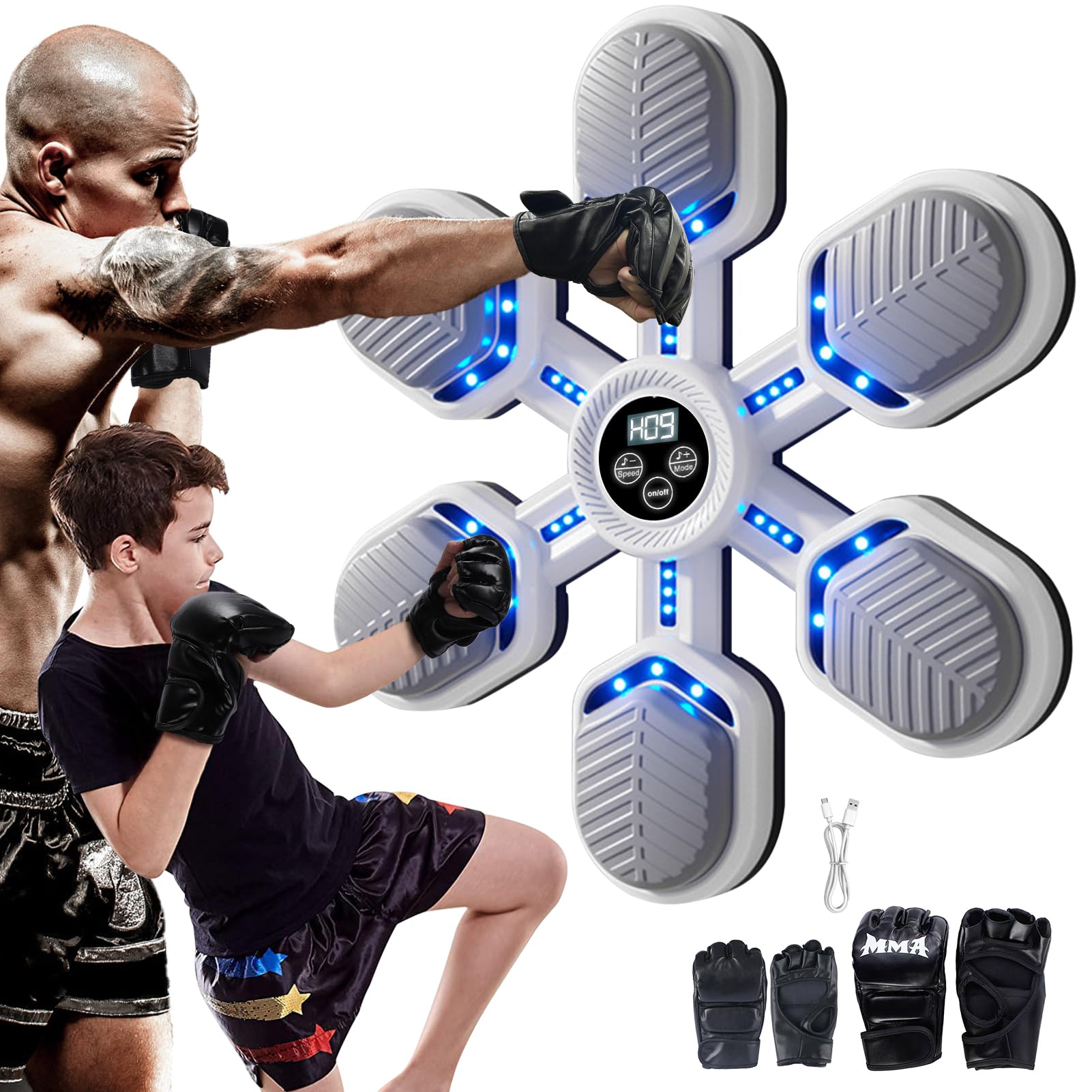 Music Boxing Machine - Máquina electrónica de Boxeo Bluetooth con música, con Guantes de Boxeo, 11 velocidades Ajustables y Modo de conteo