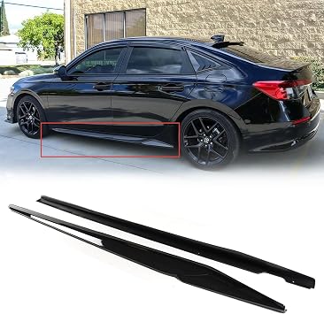 Side Skirts Extensions for 2022 2023 2024 2025 Honda Civic 11th Gen Sedan HPD Style Rocker Panel Lip Splitter Glossy Black