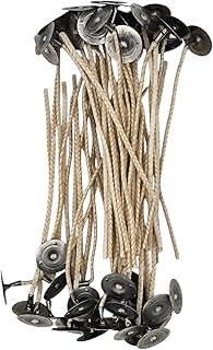 Professional CD-14 Candle Wicks, 5 Inch, 50 Pack, Pre-Assembled with Metal Base, Made in USA