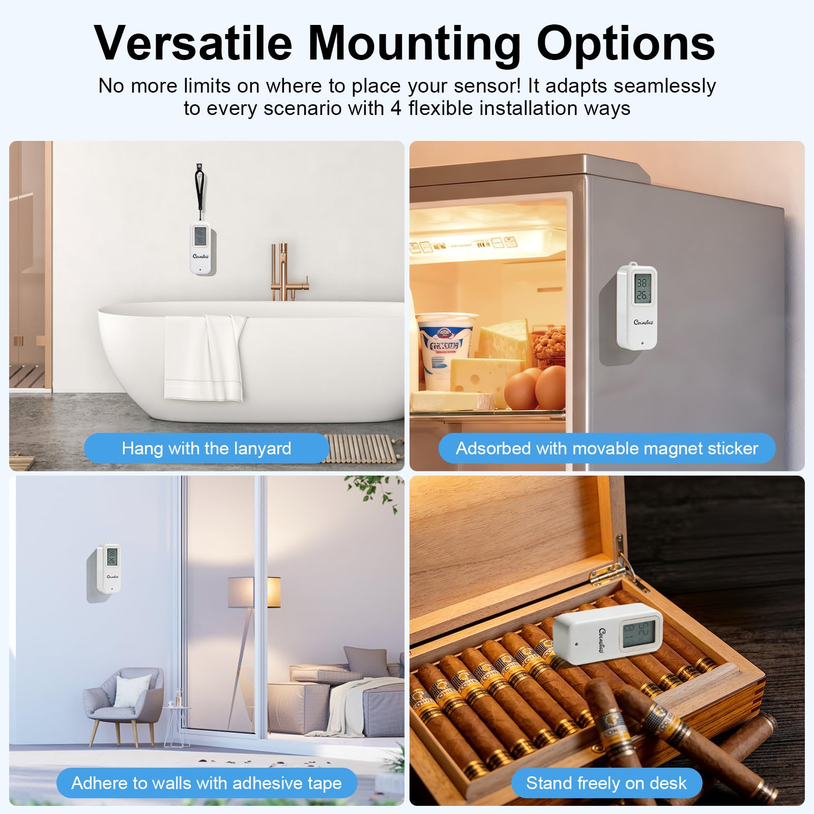Thermomètre Hygromètre WiFi IP65, Capteur Température et Humidité avec Alerte App, Intérieur Extérieur, Données Exportables 1 An, pour Serre, Cave, Maison