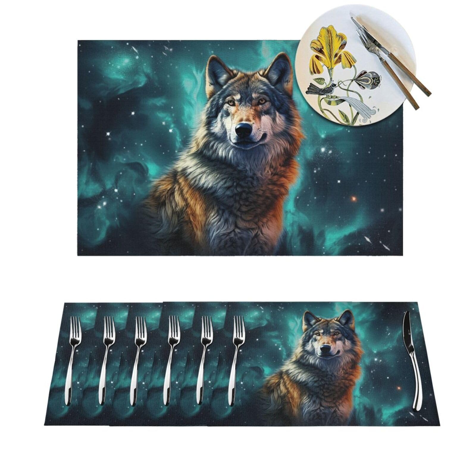 Set de table loup pour dîner de famille et décoration de table de fête