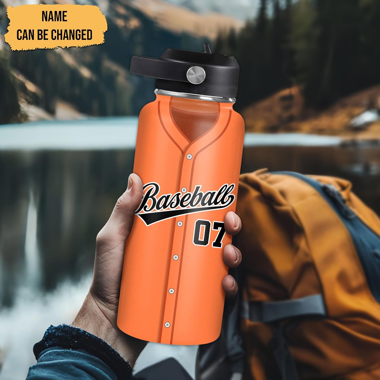 Hyturtle Personalized Baseball Water Bottle - Travel Insulated Stainless Steel Bottle with Leak-Proof Lid 18oz 32oz - Gift for Men, Boys, Baseball Lovers, Players, Coaches - Birthday & Christmas Gift