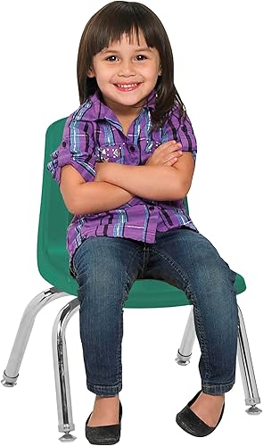 Miniatura 295 de Factory Direct Partners 10355-BL Silla escolar apilable de 10 pulgadas, asiento apilable para estudiantes con patas de acero cromado y rodamientos