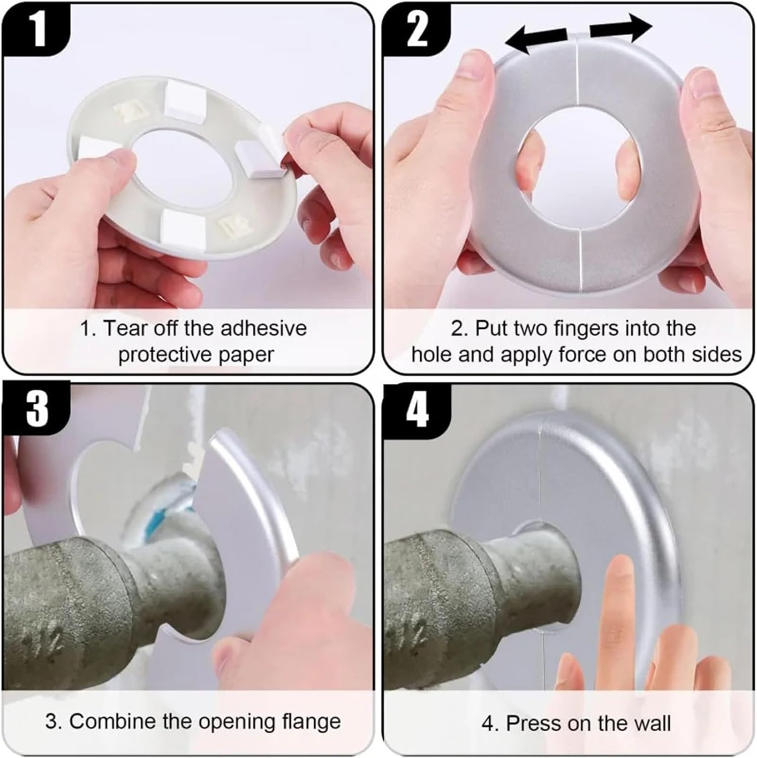 Versatile Plumbing Cover Plates,20pcs Wall Split Flange, Self-Adhesive ABS Round Escutcheon 51mm/2in Diameter Pipe Faucet
