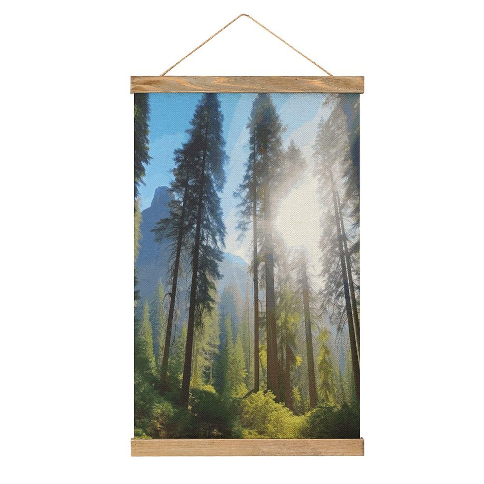JTREHY National Parks Sunshine Trees Linen Hanging Painting Vintage Poster Wall Art Prints Personality Style Wall Hanging Poster for Living Room Office Bedroom Decor Frame 13.2 X 20.47 Inch
