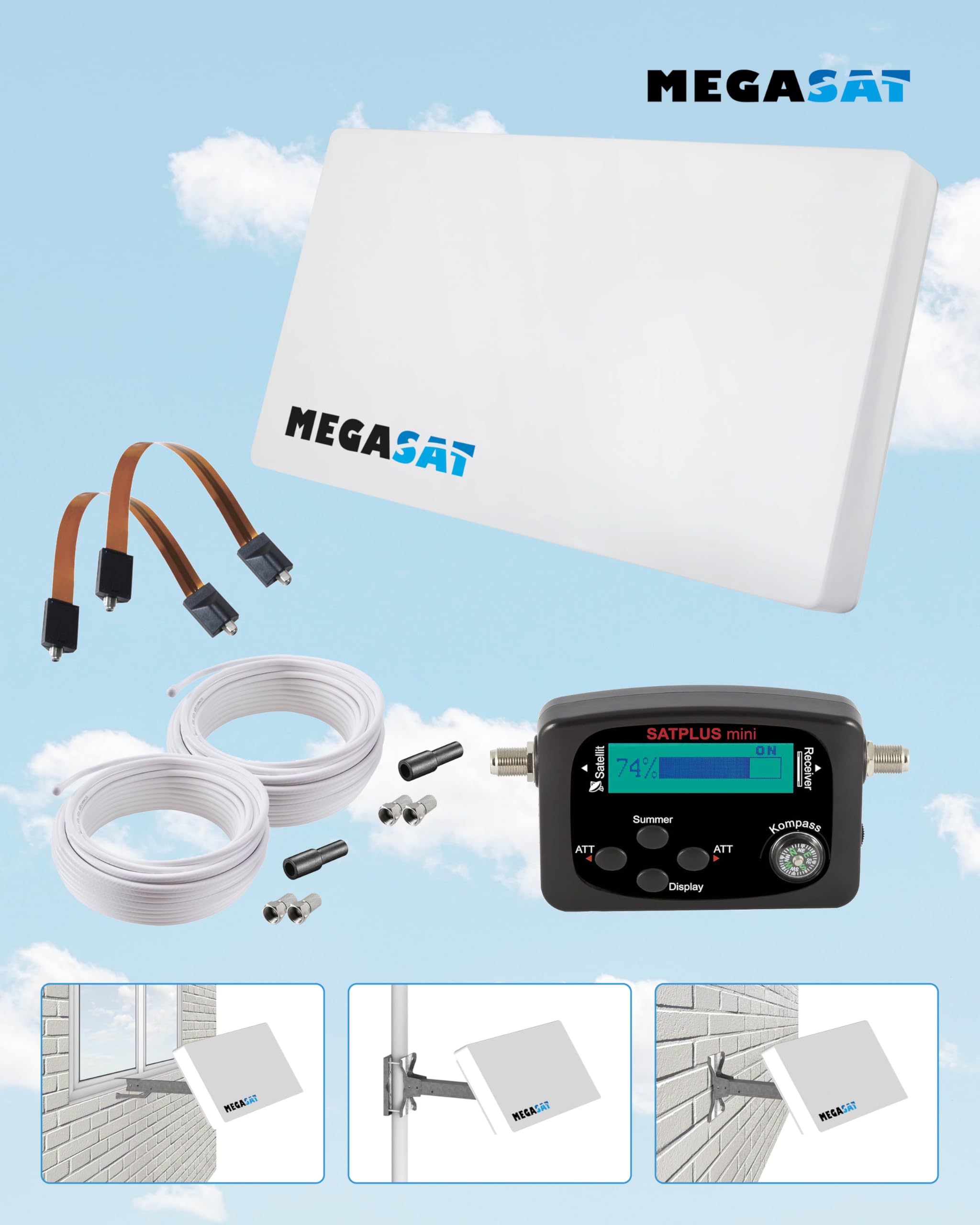 Megasat Kit Antenne Plate D2 Profi-Line – Antenne Sat, 2 utilisateurs