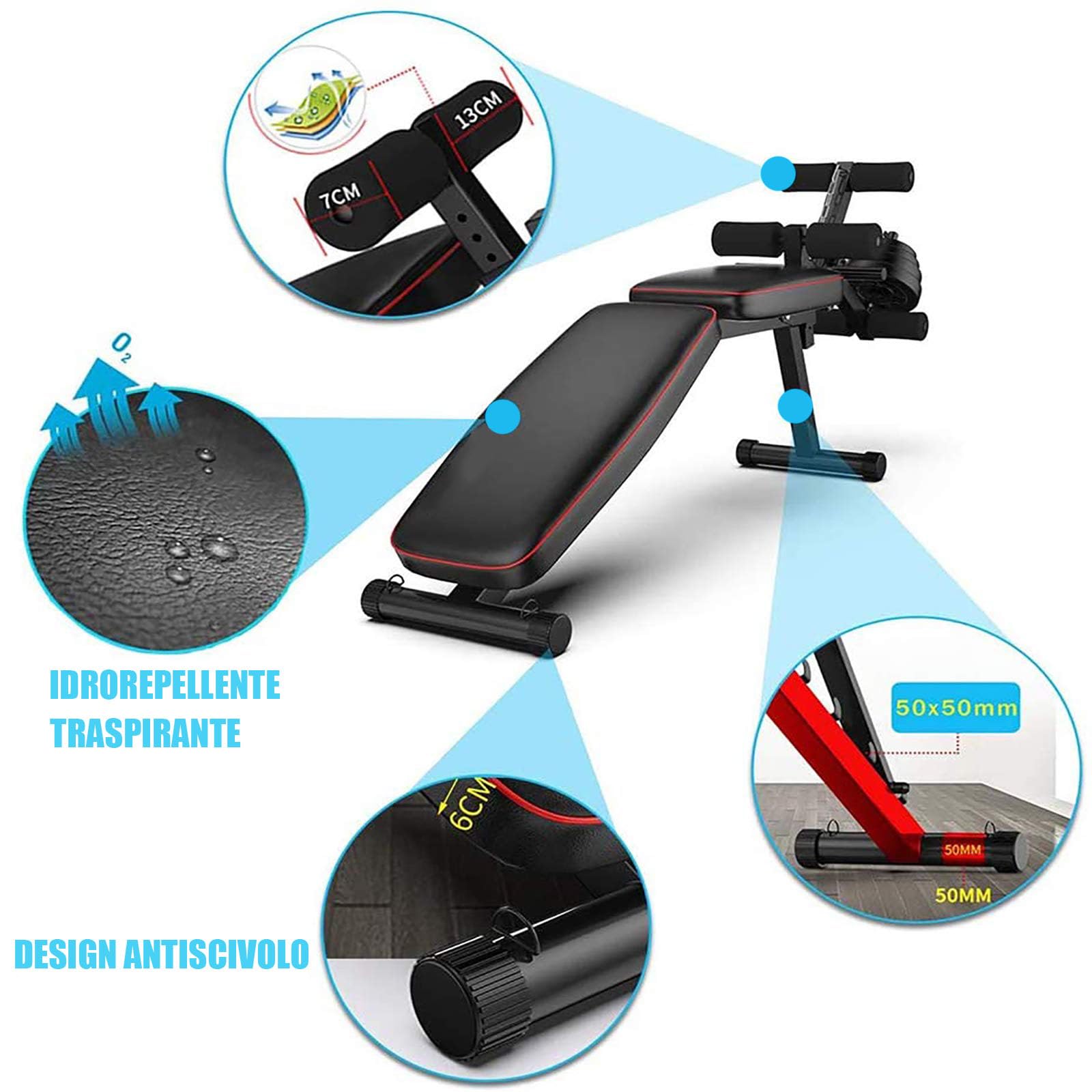 Banco De Pesas MusculacióN Ajustable Plegable Multifuncional Inclinable Reclinable, Banco De Peso Plano Declinado Inclinado Abdominales para Fitness Entrenamiento Profesional con Respaldo