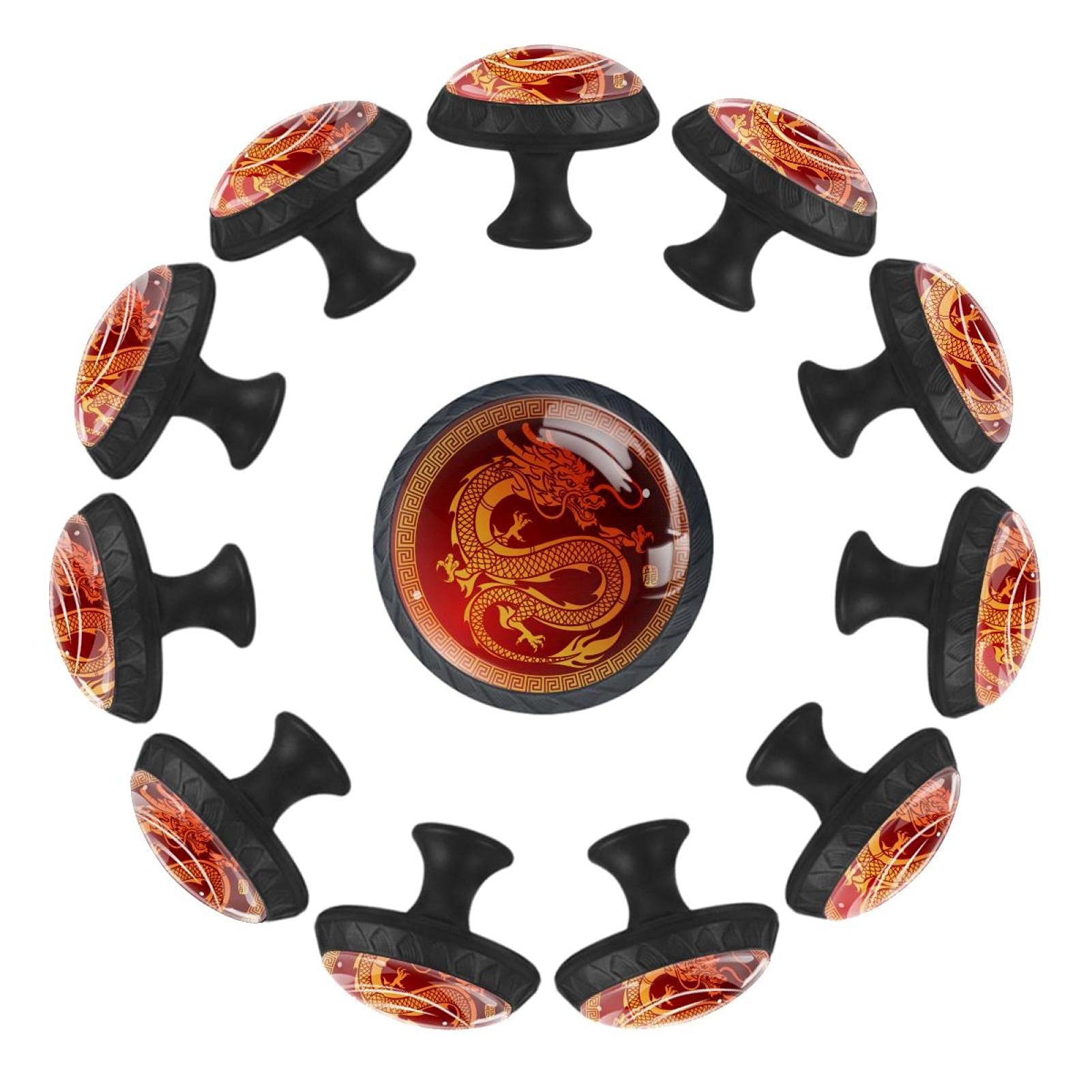 Bouton de meuble or rouge et poignée de tiroir noir rond pour décoration de chambre