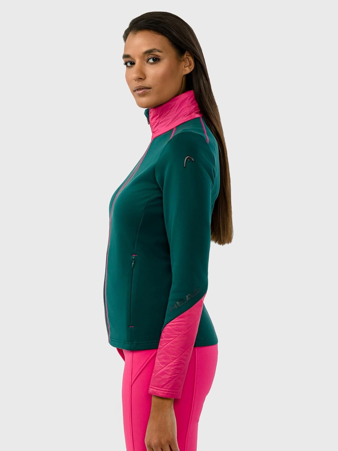 HEAD Women’s Asteria Full Zip Midlayer – Power Stretch®, Quick-Dry Performance, Stand-Up Collar